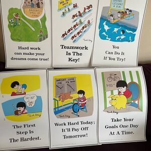 Positive Attitude 1980’s Posters Work Hard Goals Do Good set of 6!!
